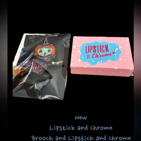 Johanna Parker an Lipstick and Chrome Brooch set - Picture 2 of 7